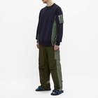 Sacai Men's MA- Crew Sweat in Navy/Khaki