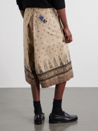 KAPITAL - Wide-Leg Printed Cotton Shorts - Neutrals
