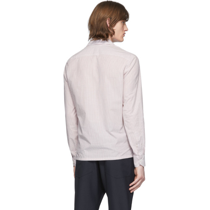 Eidos Burgundy and White Stripe Open Collar Shirt