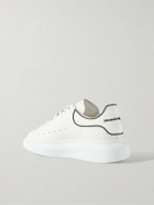 McQueen - Exaggerated-Sole Rubber-Trimmed Leather Sneakers - White