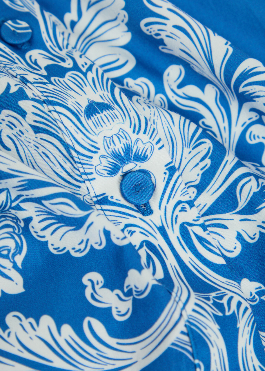 Borgo DE Nor Biba Printed Belted Cotton Maxi Dress Blue
