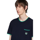 Kenzo Navy Pique Tiger Crest Pocket T-Shirt