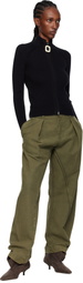 JW Anderson Black Fitted Zip Up Sweater