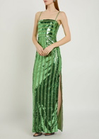 Galvan Stargaze Bandeau Sequin-embellished Tulle Maxi Dress Green