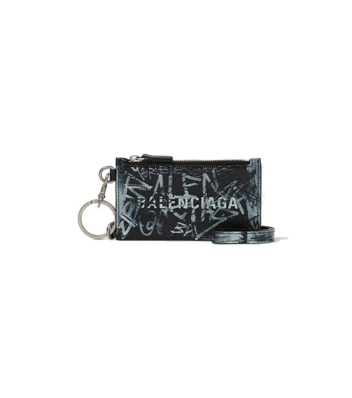 Photo: Balenciaga - Cash logo-printed leather card holder