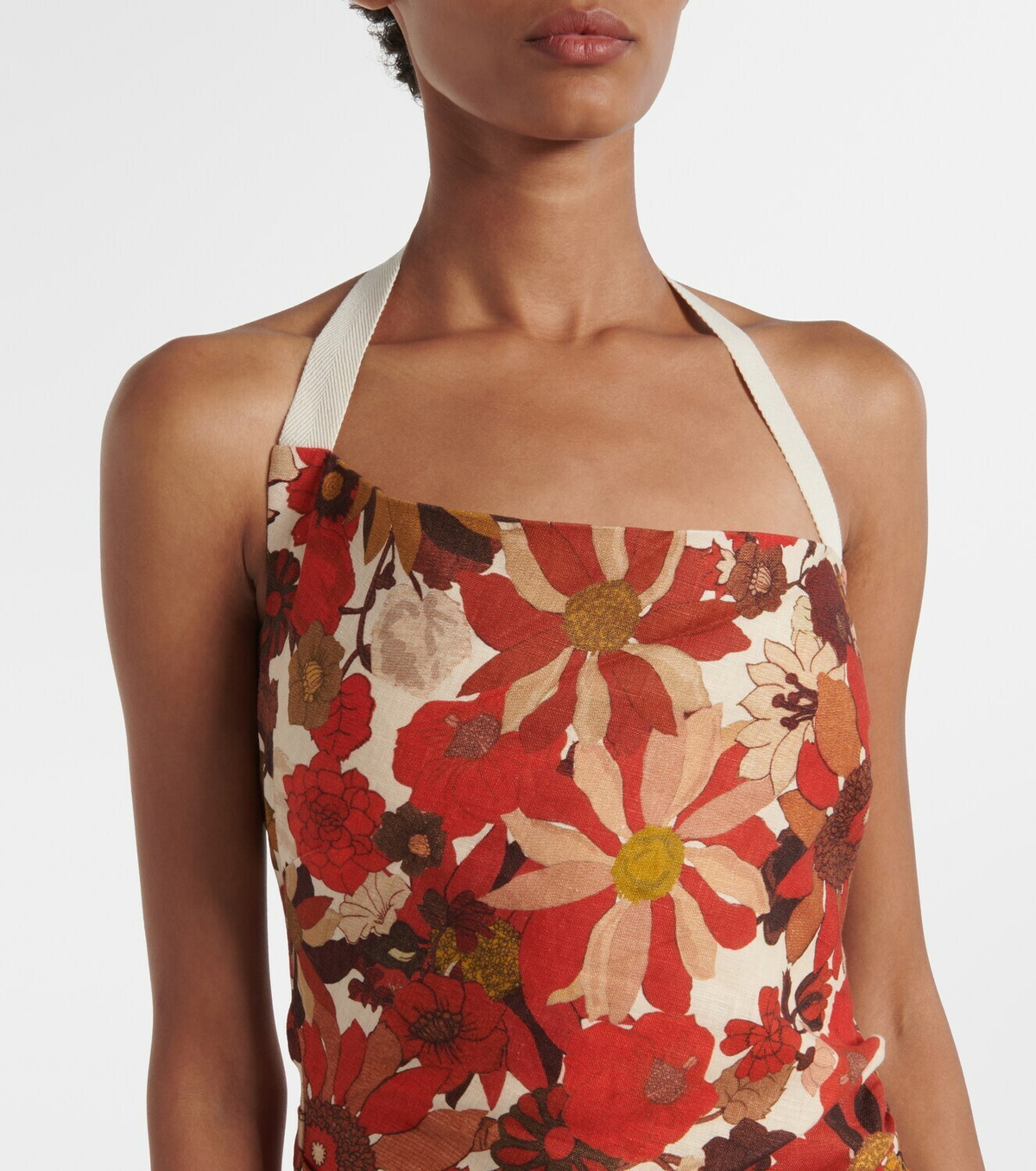 SIR Castella floral gathered linen maxi dress