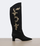 Manolo Blahnik Dispasa embellished satin knee-high boots