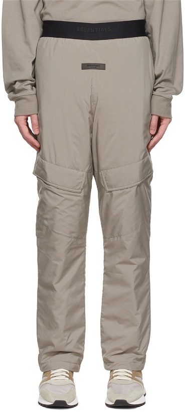 Photo: Essentials Taupe Polyester Cargo Pants