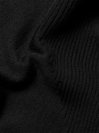 YURI YURI - Ribbed Merino Wool Mock-Neck Sweater - Black