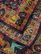 Drake's - Fringed Printed Wool and Silk-Blend Scarf