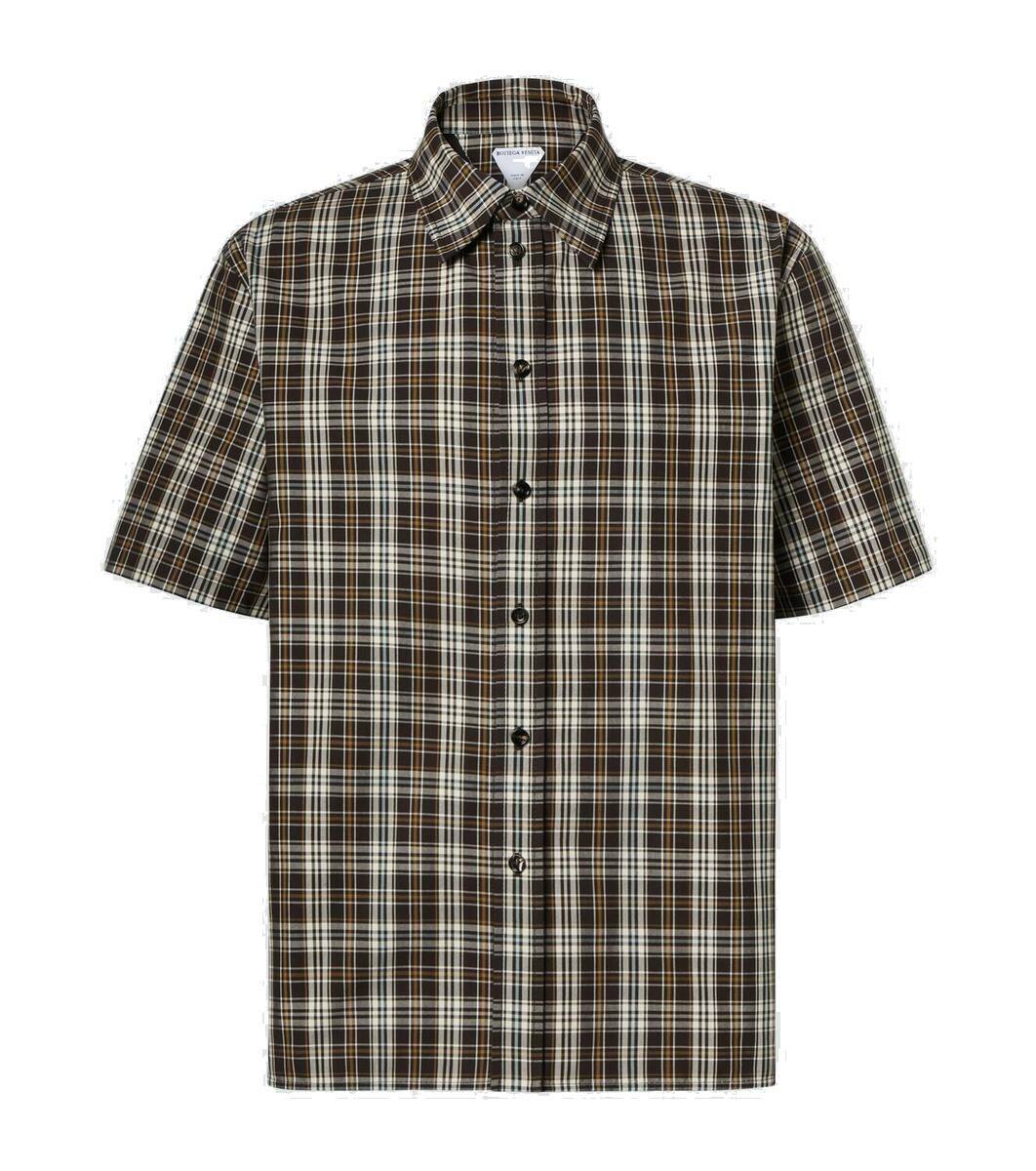 BOTTEGA VENETA Size 43 Black Cotton Short Sleeve Shirt