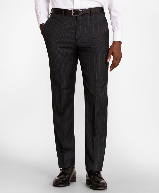 Photo: Brooks Brothers Men's Regent-Fit Striped Wool Twill Suit Pants | Charcoal