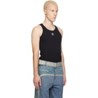 Marine Serre Black Moon Logo Ribbed Jersey Tank Top