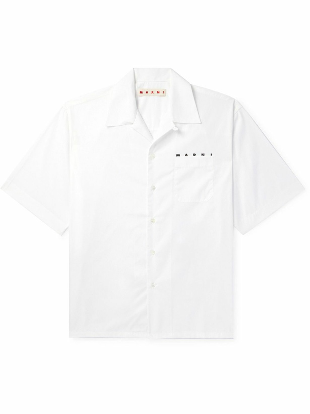 Photo: Marni - Camp-Collar Logo-Print Cotton-Poplin Shirt - White
