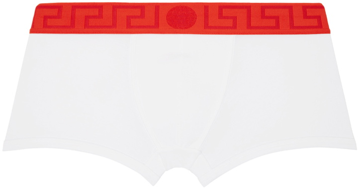 Photo: Versace Underwear White & Red Greca Border Boxers