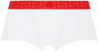 Versace Underwear White & Red Greca Border Boxers