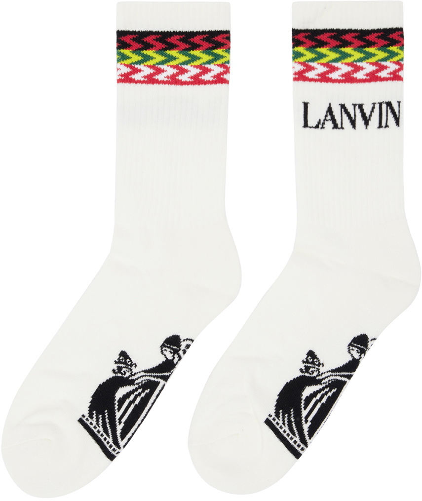 LANVIN | COTTON SOCKS WHITE & MULTI ソックス Lanvin White Graphic Socks Lanvin