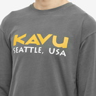 KAVU Men's Long Sleeve Spellout T-Shirt in Gunmetal