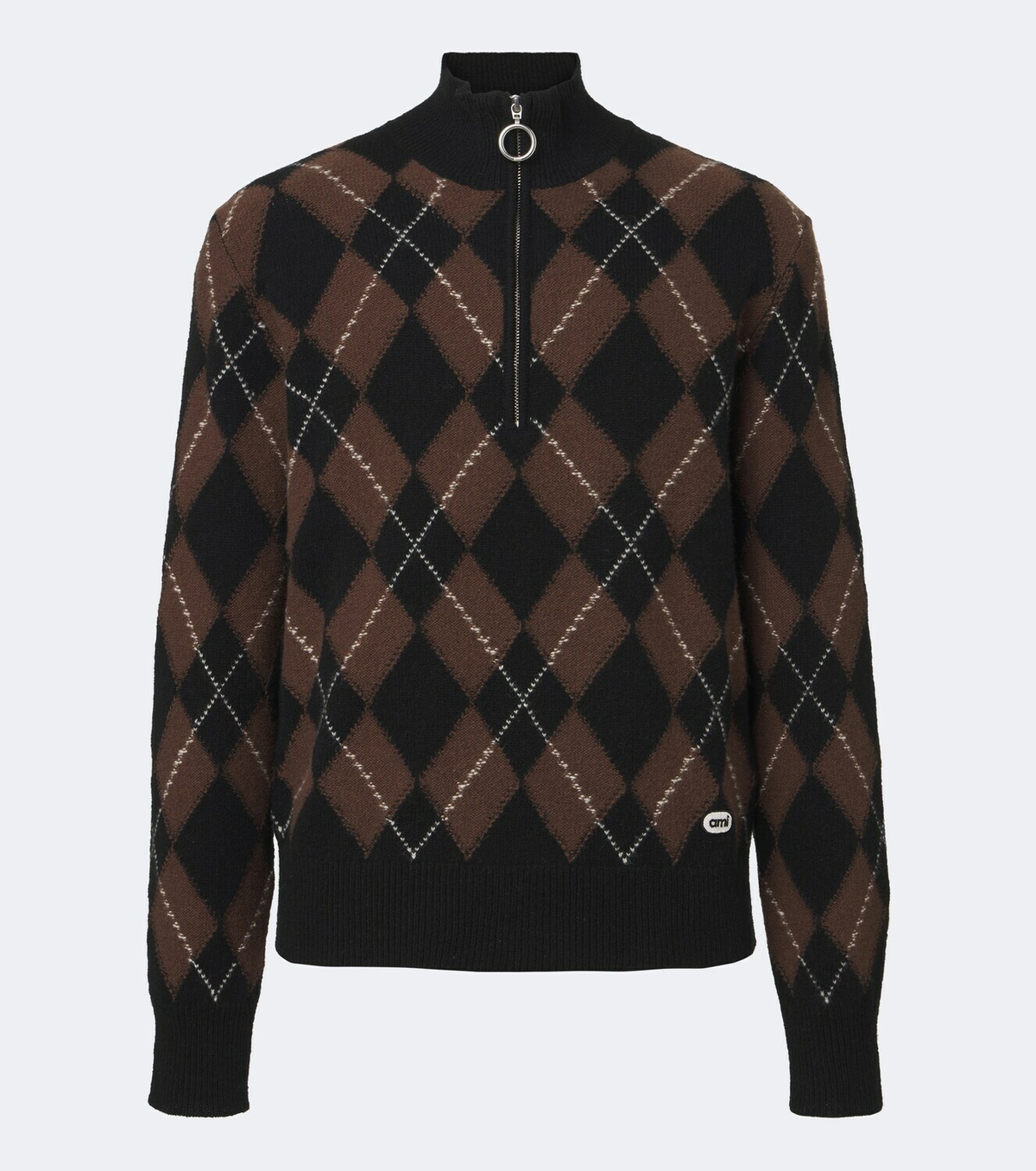 Ami Paris Argyle virgin wool half-zip sweater