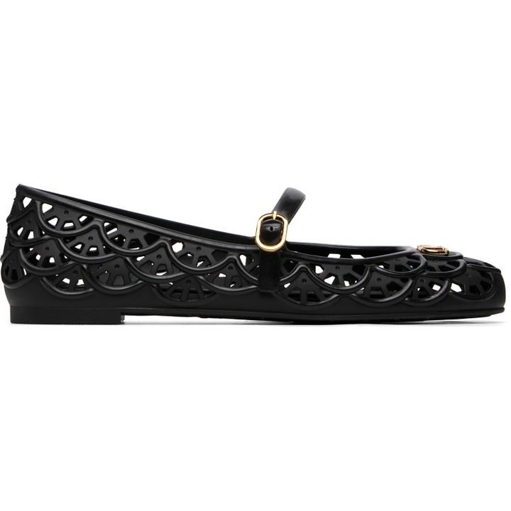 Photo: Valentino Garavani Black Ondette Rubber Ballerina Flats