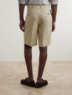 Slowear - Straight-Leg Pleated Linen Shorts - Neutrals