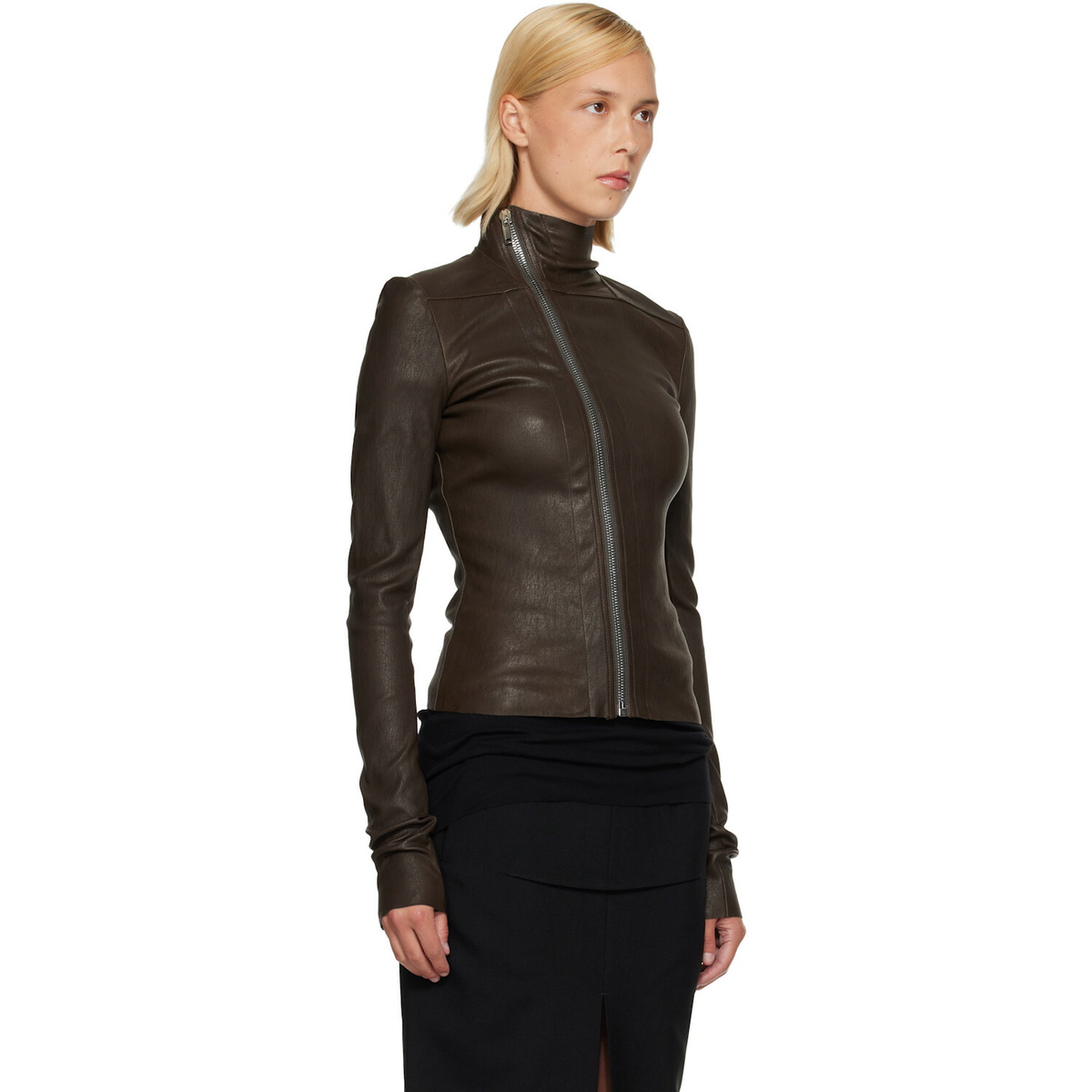 Rick Owens Brown Tower Gary Leather Jacket