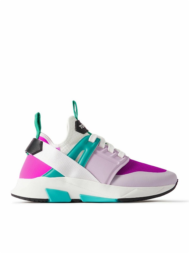 Photo: TOM FORD - Jago Scuba, Mesh and Leather Sneakers - Pink