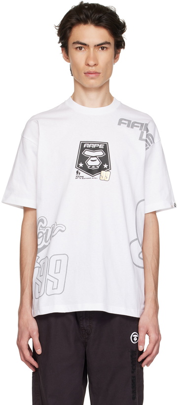 Photo: AAPE by A Bathing Ape White Printed T-Shirt