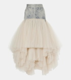 Maticevski Graceful denim and tulle maxi skirt