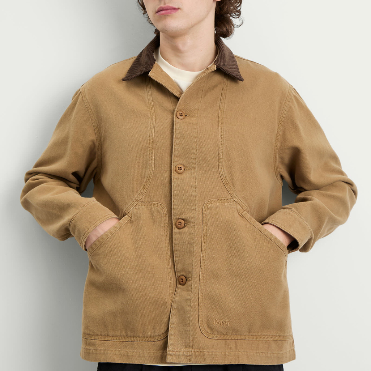 Foret Men's Berry Canvas Jacket in Burnt Khaki