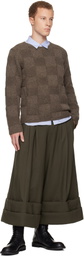 Comme des Garçons Homme Deux Brown Wool Checkerboard Crewneck Sweater