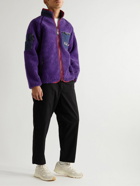 MANASTASH - Mt. Gorilla Logo-Embroidered Denim-Trimmed Fleece Jacket - Purple