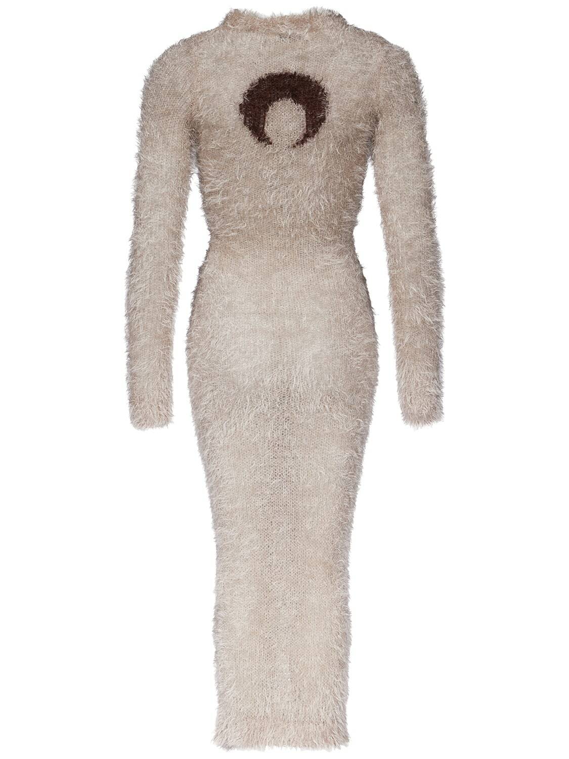 MARINE SERRE - Fluffy Knit Tech Long Dress Marine Serre