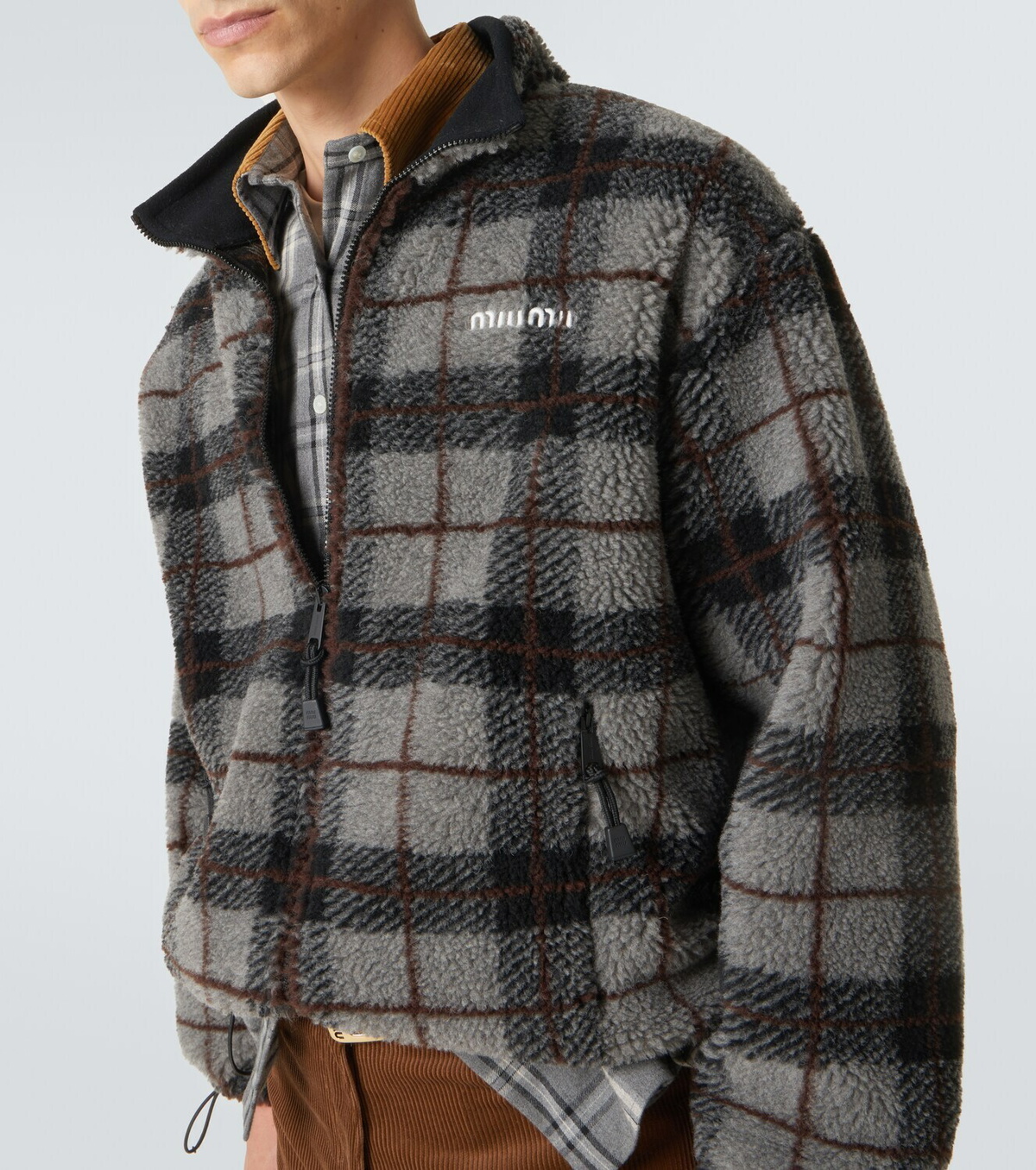 Miu Miu Checked teddy jacket
