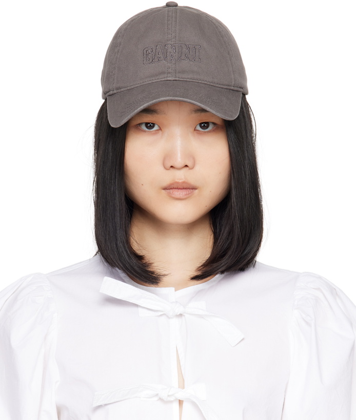 Photo: GANNI Gray Embroidered Logo Cap