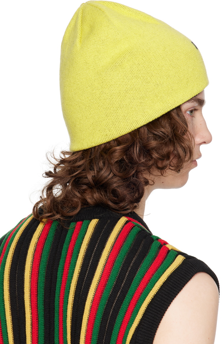 SPENCER BADU Reversible Yellow & Black Jacquard Beanie