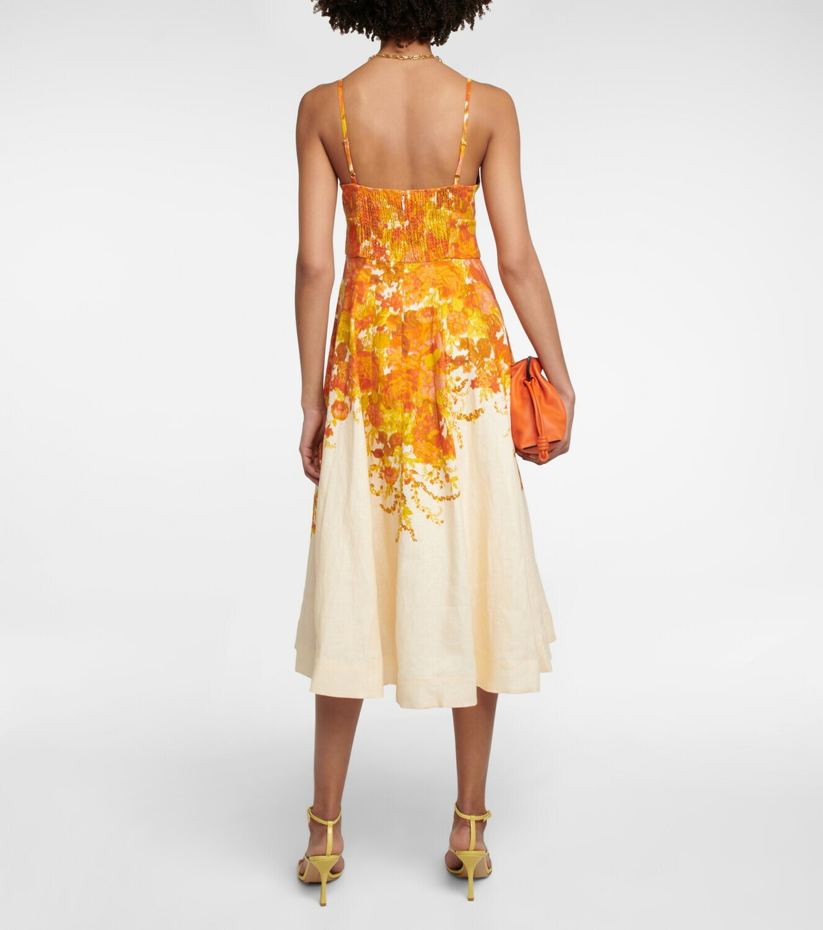 【ZIMMERMANN】picnic floral-print linen ミディ ドレス ZIMMERMANN Maxine Picnic Paisley Linen Bustier Dress in