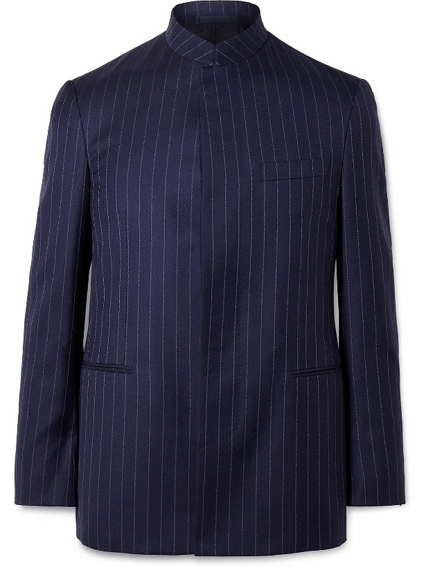 Photo: Kingsman - Argylle Slim-Fit Nehru-Collar Pinstriped Wool-Blend Suit Jacket - Blue