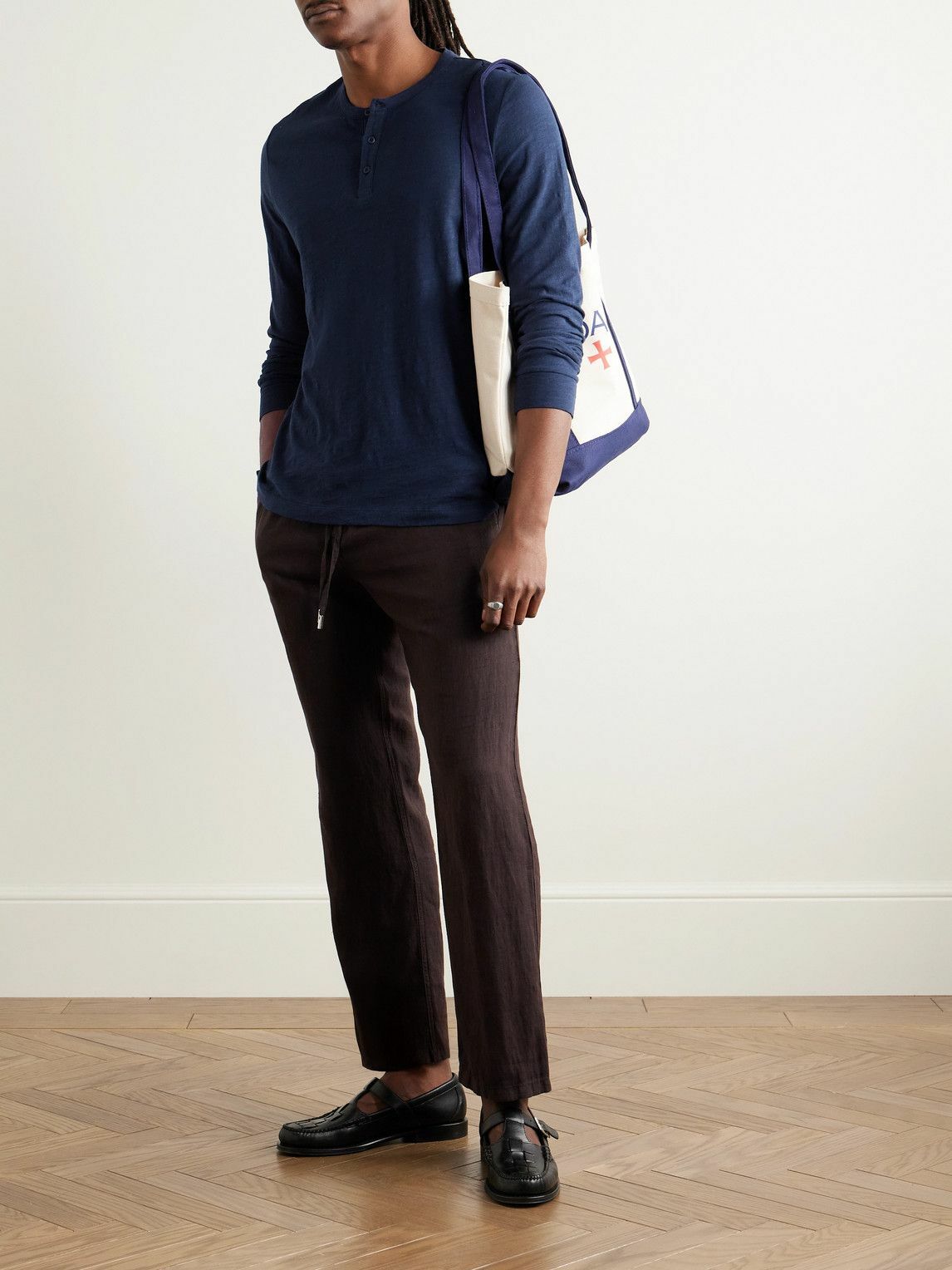 Onia - Slub Linen-Jersey Henley Top - Blue