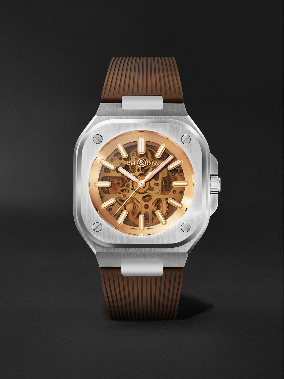 Bell & Ross - BR 05 Skeleton Gold Automatic Stainless Steel Watch, Ref. BR05A-CH-SKST/SRB