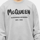 Alexander McQueen Men's Grafitti Logo Print Crew Knit in Pale Grey/Black