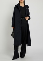 Emporio Armani Hooded Twill Parka Coat Navy