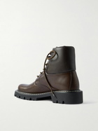 LOEWE - Sierra Logo-Debossed Leather Boots - Brown