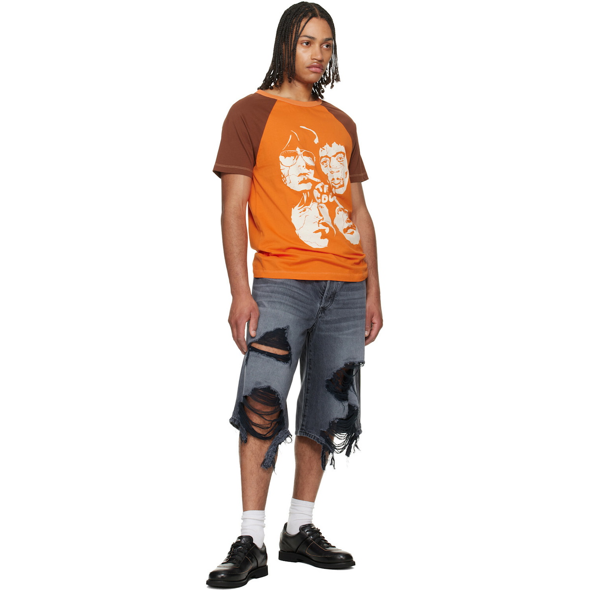 COÛT DE LA LIBERTÉ Black Zander Rigid Denim Baggy Shorts