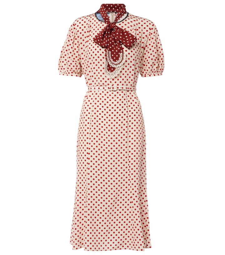 Photo: Prada Scarf-detail polka-dot silk midi dress