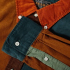 Beams Plus Men's Button Corduroy Panel Shirt in Orange