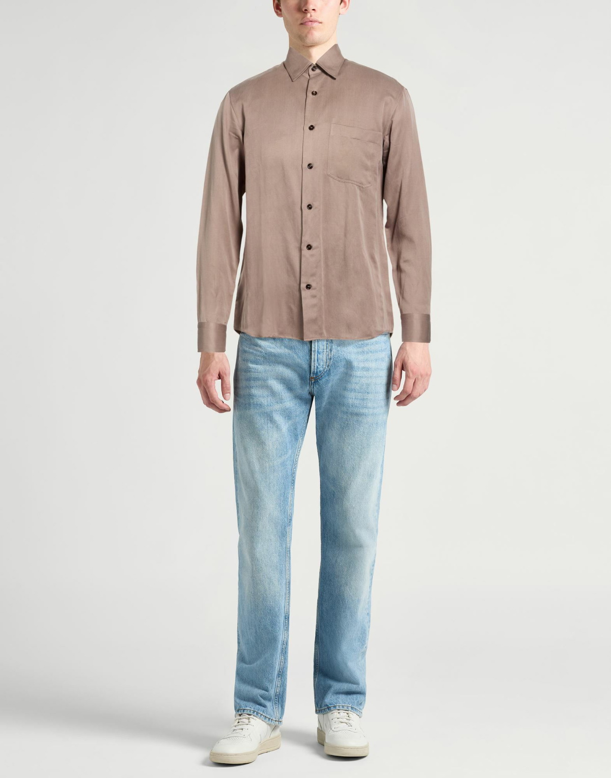 Brioni Mens Shirt Taupe