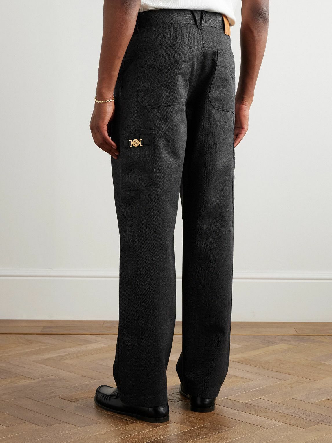 Versace - Straight-Leg Wool-Mouliné Trouser - Gray
