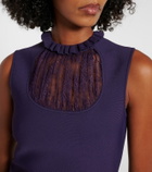 McQueen Lace-trimmed ruffled midi dress