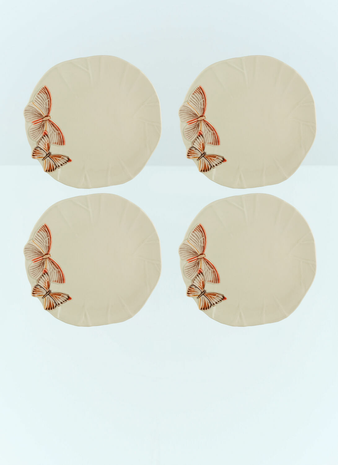 Bordallo Pinheiro Set Of Four Cloudy Butterflies Dinner Plates